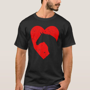 Horse Heart Silhouette voor cowgirl Equestrian Gra T-shirt