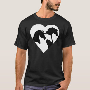 Horse Heart Silhouette voor cowgirl Equestrian Gra T-shirt