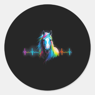 Horse Heartbeat Vrouwen Mannen Meisjes Tiener Paar Ronde Sticker
