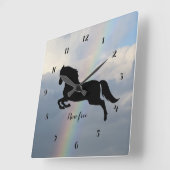 Horse Herembryo Wall-klok Vierkante Klok (Hoek)