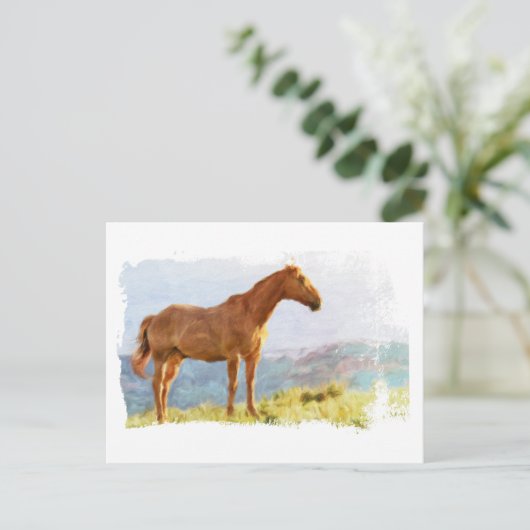 *~* Horse - Hill Mountains AR22 Equine Waterverf Briefkaart (Staand voorkant)