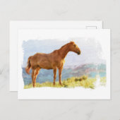 *~* Horse - Hill Mountains AR22 Equine Waterverf Briefkaart (Voorkant / Achterkant)