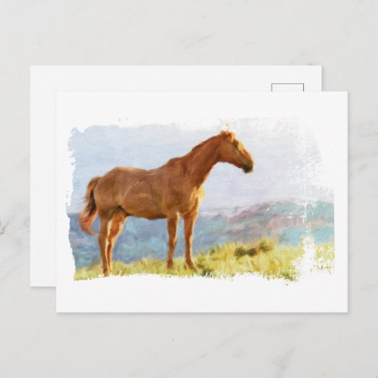 *~* Horse - Hill Mountains AR22 Equine Waterverf Briefkaart (Voorkant / Achterkant)