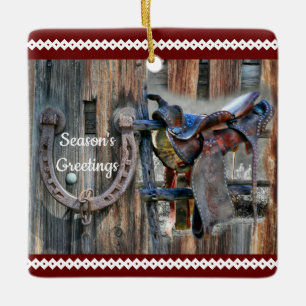 Horse Hoefijzer Corral Fence Western Keramisch Ornament