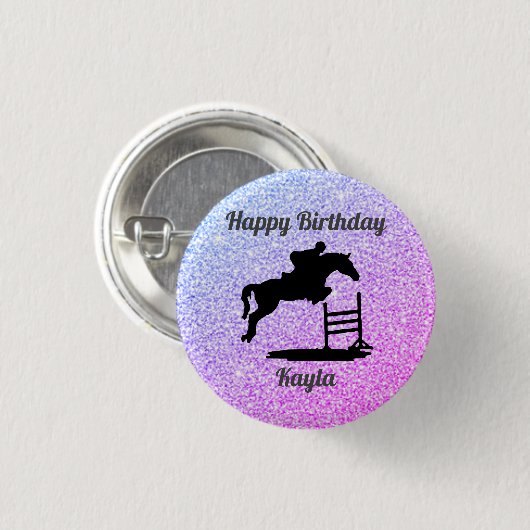 Horse Hunter Jumper Happy Birthday Button (Voorkant /achterkant)