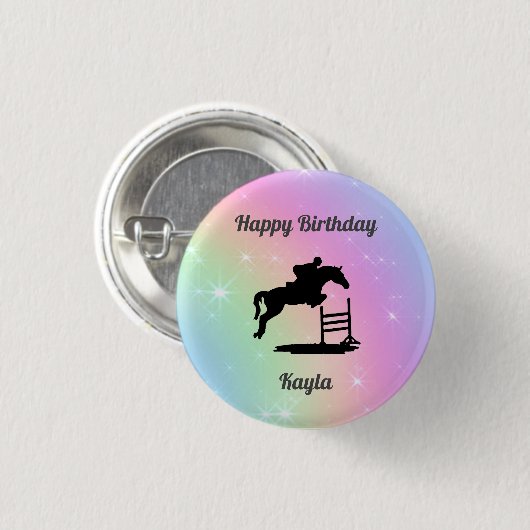 Horse Hunter Jumper Happy Birthday Button (Voorkant /achterkant)