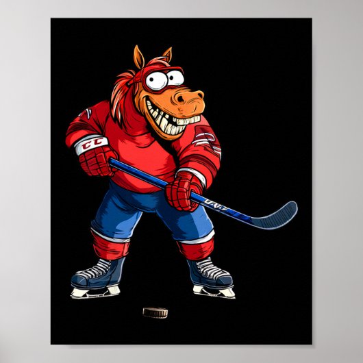 Horse Ice Hockey  Poster (Voorkant)