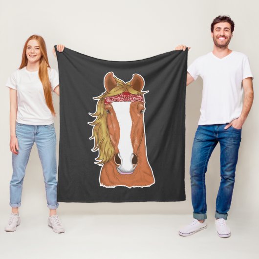 Horse Illustration Equestrian Lover Novelty Fleece Deken (In situ)