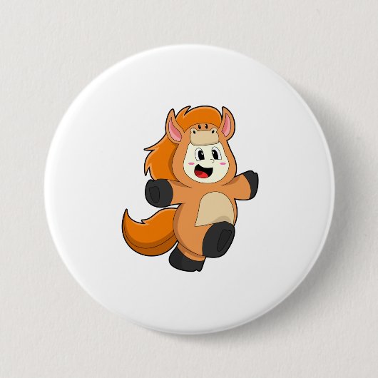 Horse in Costume Ronde Button 7,6 Cm (Voorkant)