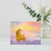 Horse in Lavender Field During Sunset  Briefkaart (Staand voorkant)