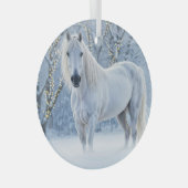 Horse in Snow Pretty Christmas Holiday Glas Ornament (Voorkant Rechts)
