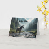 Horse in Stream Verjaardag Wenskaart Kaart (Gele Bloem)
