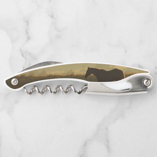 Horse in Sunrise Wine Bottle Opener (Achterkant)