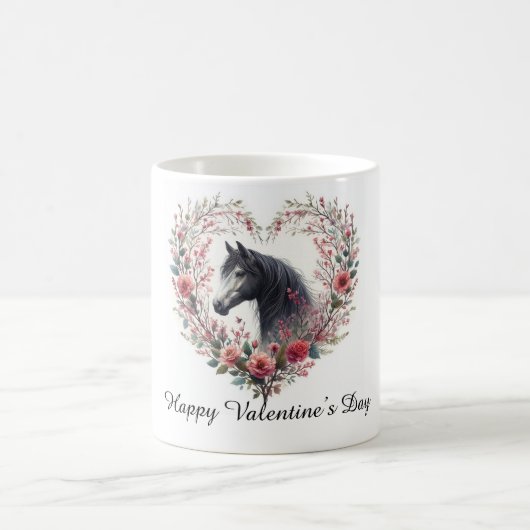 Horse in Wildflower Heart – Valentine’s Day Mug Koffiemok (Center)