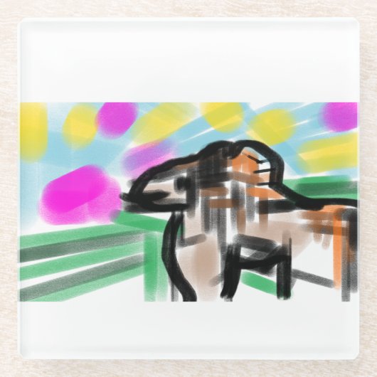 Horse joy glazen onderzetter (Voorkant)