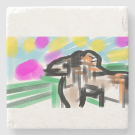 Horse joy stenen onderzetter