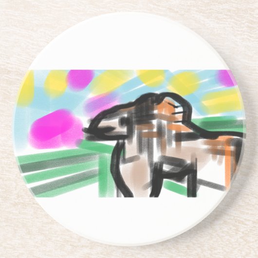 Horse joy zandsteen onderzetter (Voorkant)