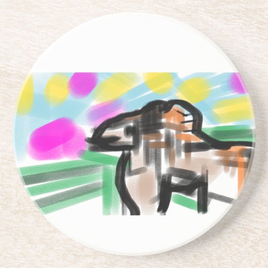 Horse joy zandsteen onderzetter (Voorkant)