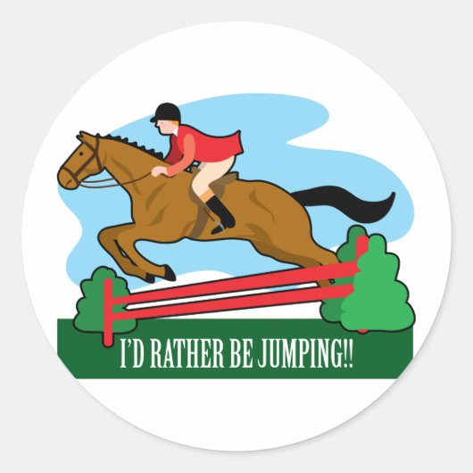 Horse Jump Ronde Sticker (Voorkant)