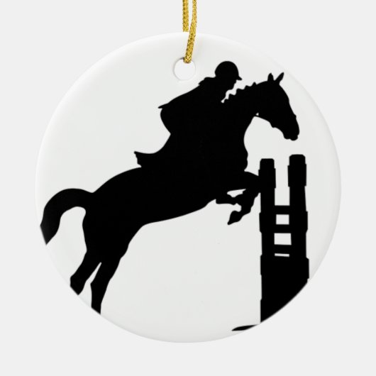 Horse Jump Silhouette Keramisch Ornament (Voorkant)