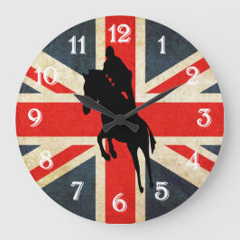 Horse Jumper Union Jack Flag Wall klok