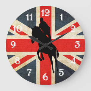 Horse Jumper Union Jack Flag Wall klok