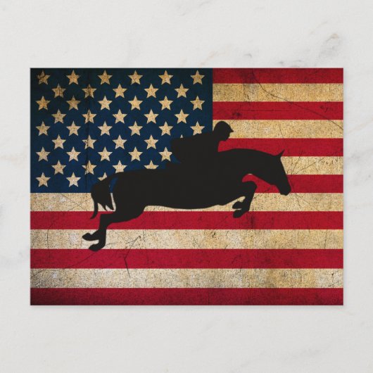 Horse Jumper USA Vlag Post Kaart (Voorkant)