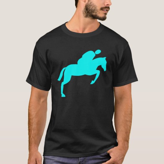 Horse Jumping - Cyaan T-shirt (Voorkant)