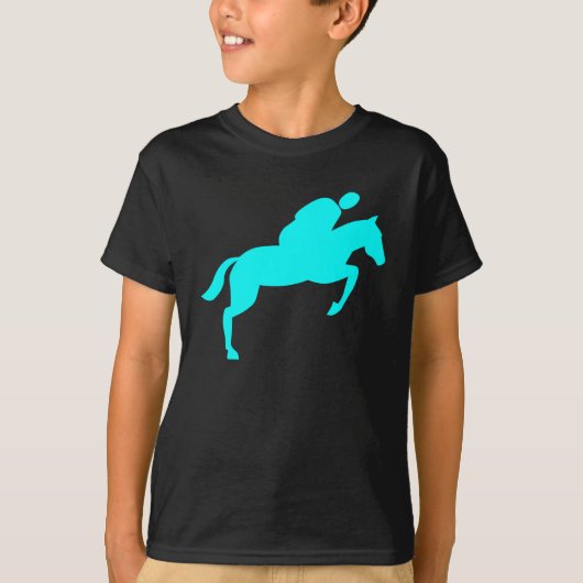 Horse Jumping - Cyaan T-shirt (Voorkant)