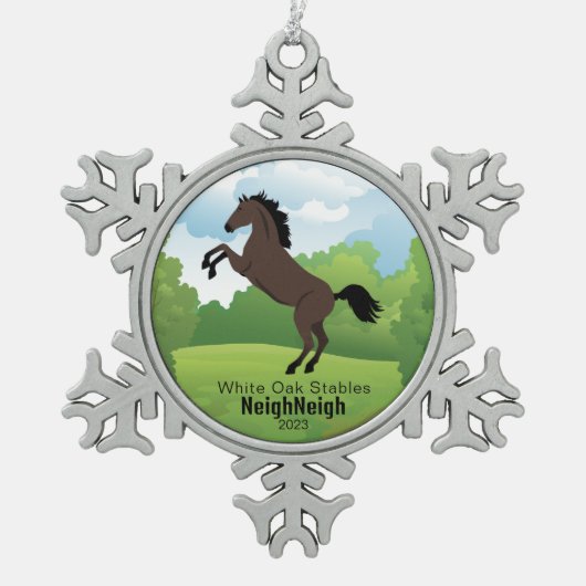 Horse Keepsake met  Breed Tekst Tin Sneeuwvlok Ornament (Voorkant)