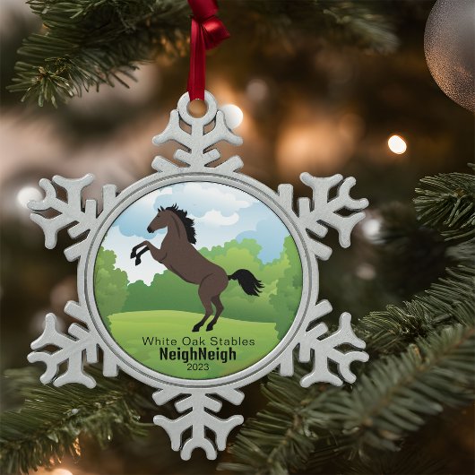 Horse Keepsake met Breed Tekst Tin Sneeuwvlok Ornament