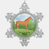 Horse Keepsake met  Ras en Tekst Tin Sneeuwvlok Ornament (Voorkant)
