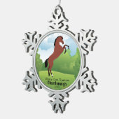 Horse Keepsake met  Ras en Tekst Tin Sneeuwvlok Ornament (Rechts)