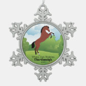 Horse Keepsake met  Ras en Tekst Tin Sneeuwvlok Ornament (Voorkant)