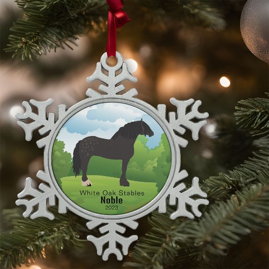 Horse Keepsake  Ras en Tekst Tin Sneeuwvlok Ornament