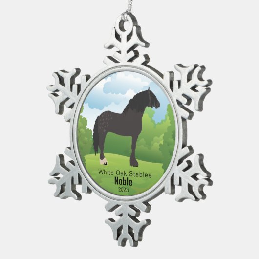 Horse Keepsake  Ras en Tekst Tin Sneeuwvlok Ornament (Rechts)