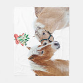 Horse Kerstmis Mistletoe Equestrian Cute Ponies Fleece Deken (Voorkant)