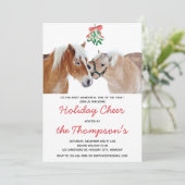 Horse Kerstmis Mistletoe Equestrian Cute Ponies Kaart (Staand voorkant)