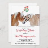 Horse Kerstmis Mistletoe Equestrian Cute Ponies Kaart (Voorkant / Achterkant)