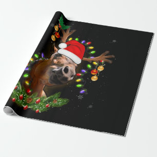 Horse kerstreindedarm licht Funny Horse Cadeaupapier