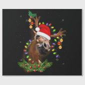 Horse kerstreindedarm licht Funny Horse Xmas Cadeaupapier (Vlak)