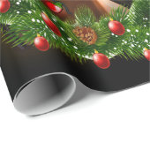 Horse kerstreindedarm licht Funny Horse Xmas Cadeaupapier (Rol Hoek)