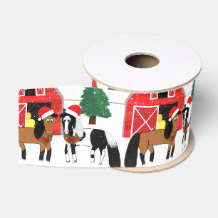 Horse kerstribbon grosgrain lint
