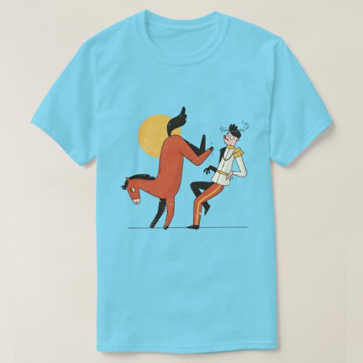 Horse Kicking Jockey T-Shirt (Design voorkant)
