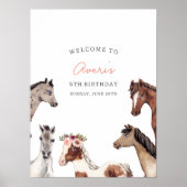 Horse Kind's Verjaardag Welkom Poster (Voorkant)