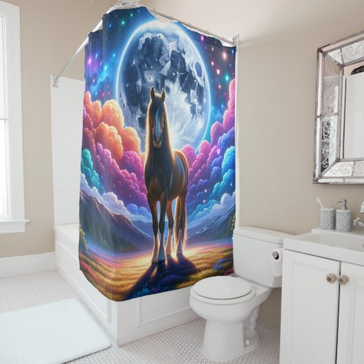 Horse kunst douchegordijn (In situ)