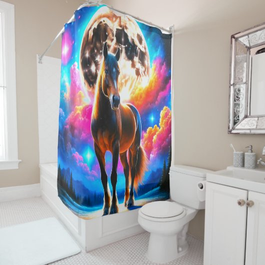 Horse kunst douchegordijn (In situ)