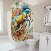 Horse kunst douchegordijn (In situ)
