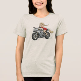 Horse Lady motorfiets Tri-Blend Shirt