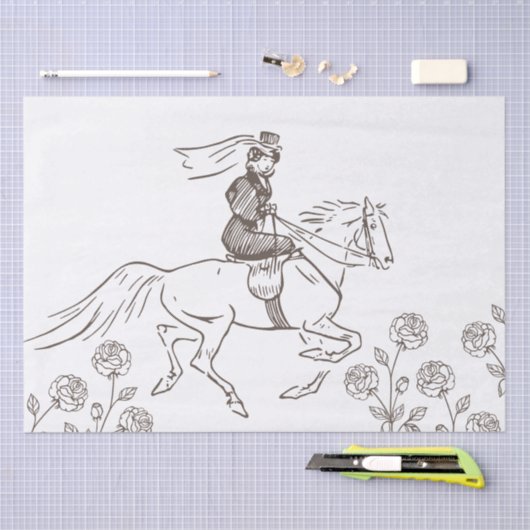 Horse  Lady Riding Sidesaddle-ontkoppeling Tissuepapier (Craft)